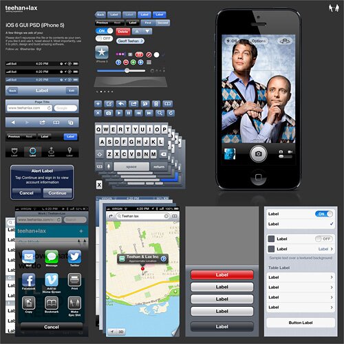 iOS 6 GUI PSD шаблоны для разработки приложений под iOS