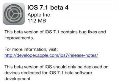 Вышла iOS 7.1 Beta 4 работа над ошибками?