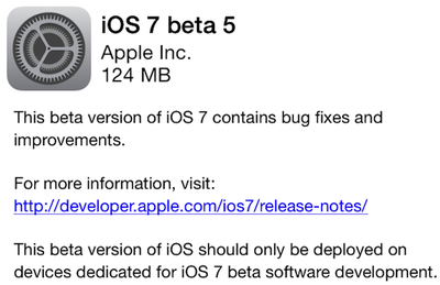 Вышла iOS 7 beta 5: список изменений и ссылки для загрузки