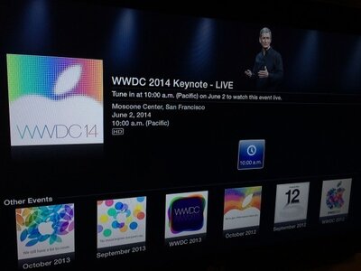 Трансляцию презентации WWDC 2014 можно посмотреть на Apple TV и в интернете