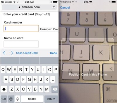 В Safari для iOS 8 появилась функция сканирования кредитных карт 