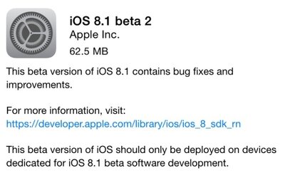 Вышла вторая бета версия iOS 8.1