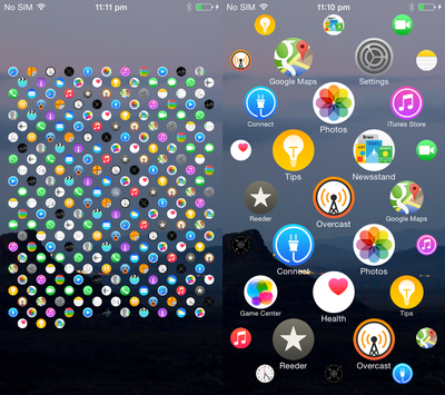 Как выглядит интерфейс Apple Watch с круглыми иконками на экране iPhone