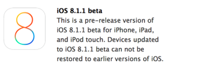 Apple выпустила первую бета версию iOS 8.1.1