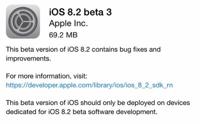 Apple выпустила iOS 8.2 beta 3