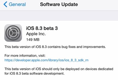 Вышли iOS 8.3 beta 3 для разработчиков и первая публичная бета версия