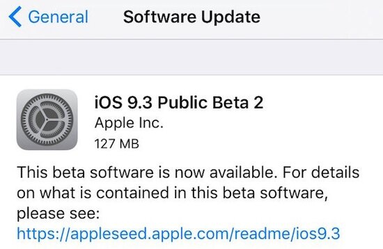 Apple выпустила iOS 9.3 Public beta 2