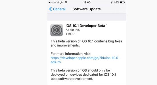 Apple выпустила первую бета версию iOS 10.1
