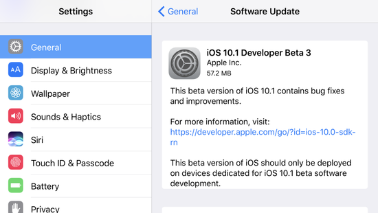 Apple выпустила iOS 10.1 beta 3 